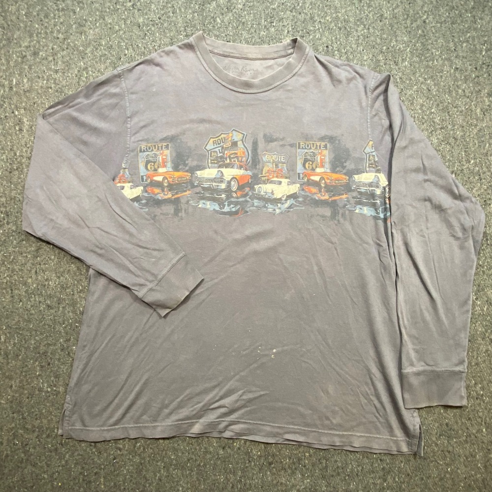 North River Outfitters Americana Men‎ XL Route 66 Classic Car Graphic Shirt Gray